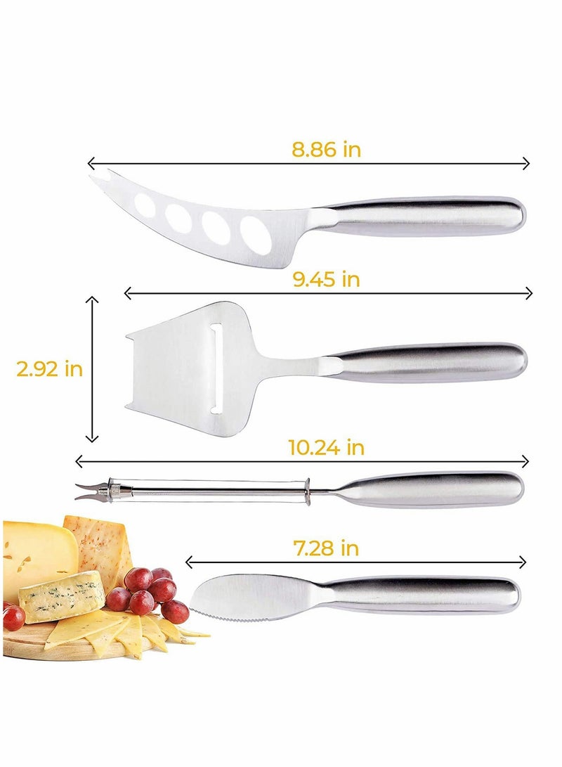 Cheese Knife Set with Handle Steel Stainless Include Cheese Wire Cutter, Cheese Spreader, Cheese Slicer and 4 Holes Cheese Knife…