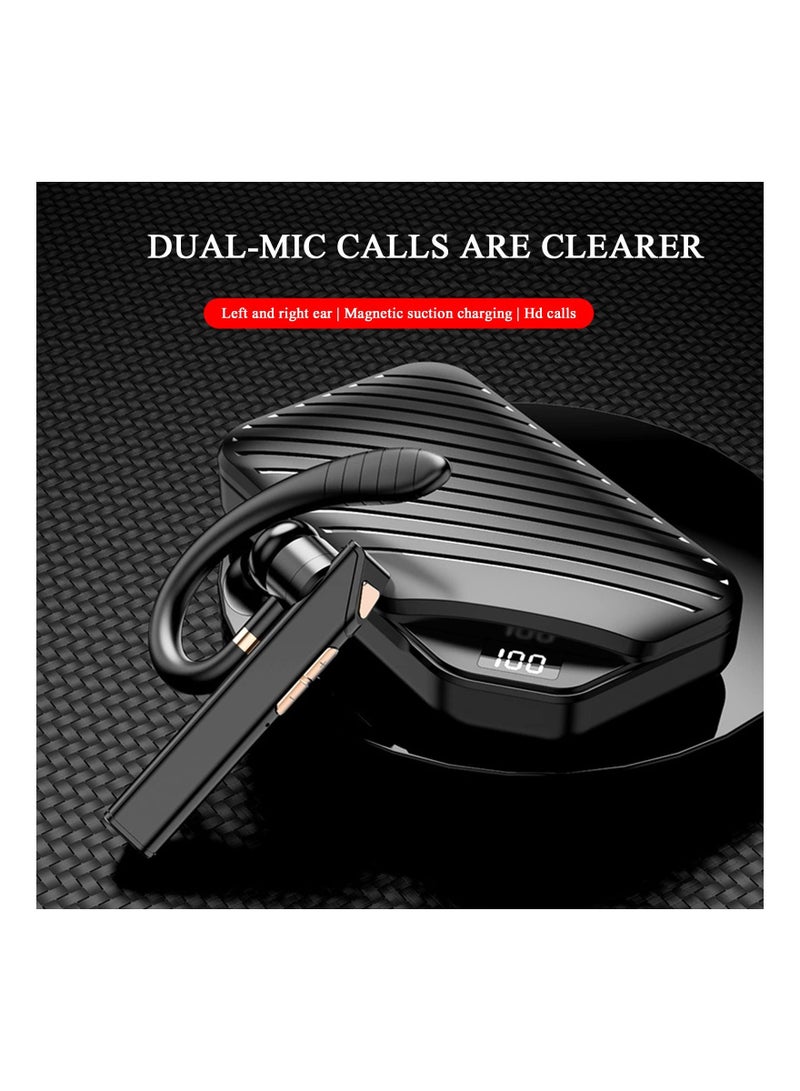 Single Ear Bluetooth Headset V5.1t, Single-Ear Earpiece with Charging Bin, 108 Hours Long Battery Life, Adjustible Earphoneswith Noise Canceling Dual-Mic, for Business/Office/Driving