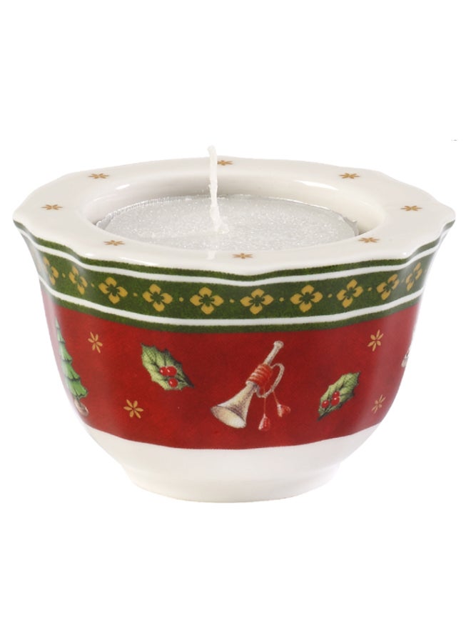 Decorative Christmas Theme Tea Candle Holder White/Green/Red 6cm