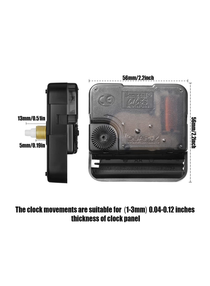 4 PCS Quartz Clock Movement Mechanism with Types of Walnut Wood Hands, Accessories, for DIY Repair Parts Replacement (Fit 12 Inch Clock, 13 mm)