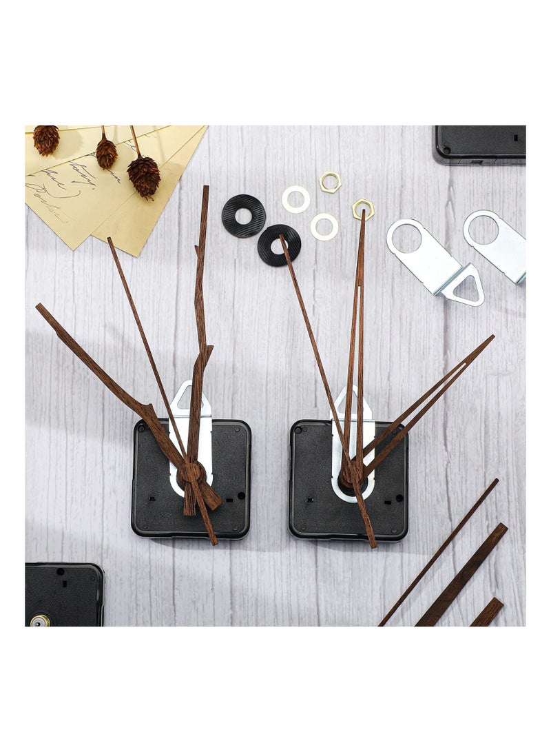 4 PCS Quartz Clock Movement Mechanism with Types of Walnut Wood Hands, Accessories, for DIY Repair Parts Replacement (Fit 12 Inch Clock, 13 mm)