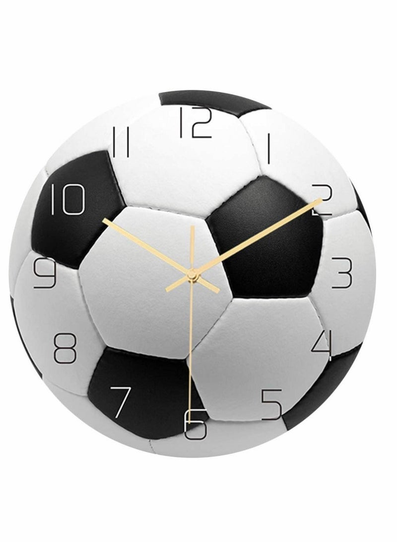 Sports Wall Clock Soccer Mute Decorative Silent for Living Room Bedroom Kids