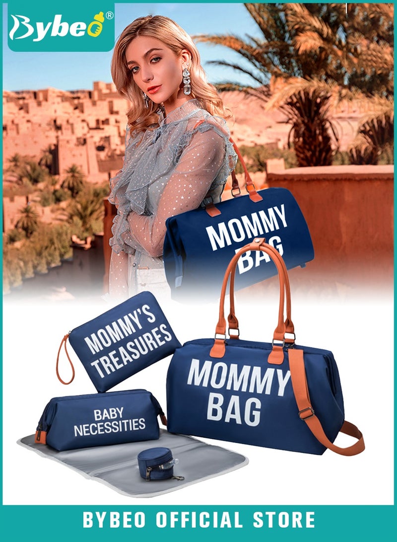 5PCS Upgraded Diaper Bag, Mommy Bags, Changing Totes, Large Capacity Waterproof Baby Diapers Case,  Nappy/Nursing Bags, for Hospital Beach Travel and Delivery with 3 Pouches and Portable Change Mat