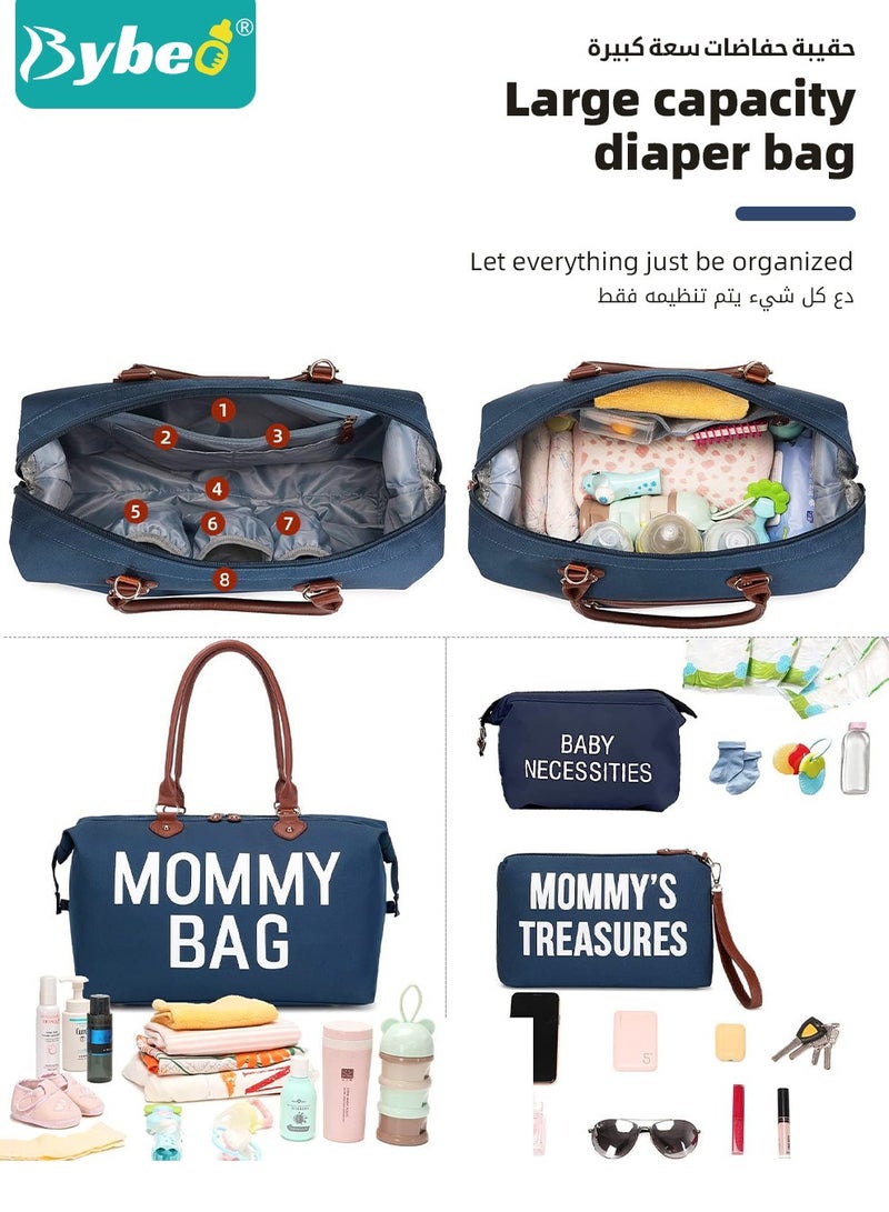 5PCS Upgraded Diaper Bag, Mommy Bags, Changing Totes, Large Capacity Waterproof Baby Diapers Case,  Nappy/Nursing Bags, for Hospital Beach Travel and Delivery with 3 Pouches and Portable Change Mat