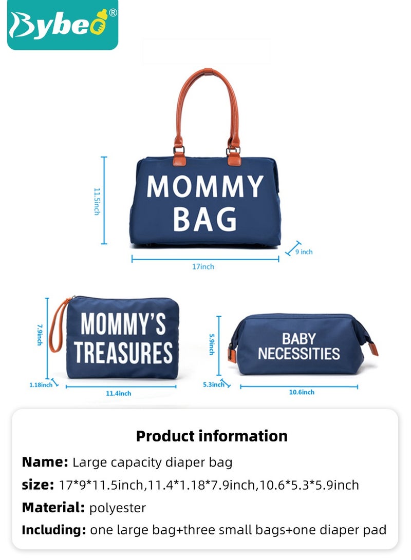 5PCS Upgraded Diaper Bag, Mommy Bags, Changing Totes, Large Capacity Waterproof Baby Diapers Case,  Nappy/Nursing Bags, for Hospital Beach Travel and Delivery with 3 Pouches and Portable Change Mat