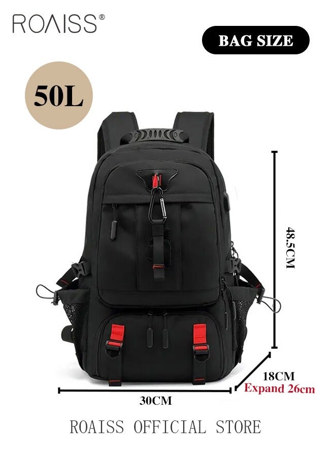 Men Outdoor Sports Mountaineering Bag External Charging Port Independent Shoe Compartment Large Capacity Scientific Compartmentalized Backpack Short Distance Luggage Bag