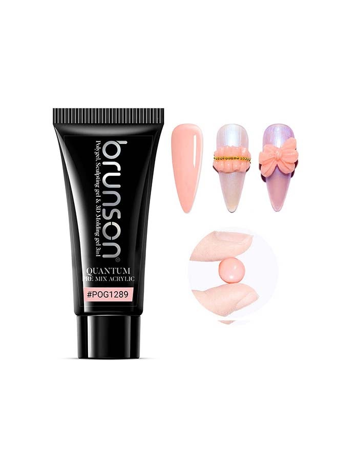 Quantum 3In1 Polygel: 60g Pre-Mix Acrylic Poly gel with Sculpting & 3D Molding, Soak-Off Gel for Nail Extensions, Durable Acrylic Nail & Builder Gel Nails, Hard Gel for Nail Extension, Manicure Nails