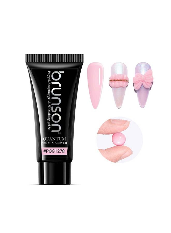 Quantum 3In1 Polygel: 60g Pre-Mix Acrylic Poly gel with Sculpting & 3D Molding, Soak-Off Gel for Nail Extensions, Durable Acrylic Nail & Builder Gel Nails, Hard Gel for Nail Extension, Manicure Nails