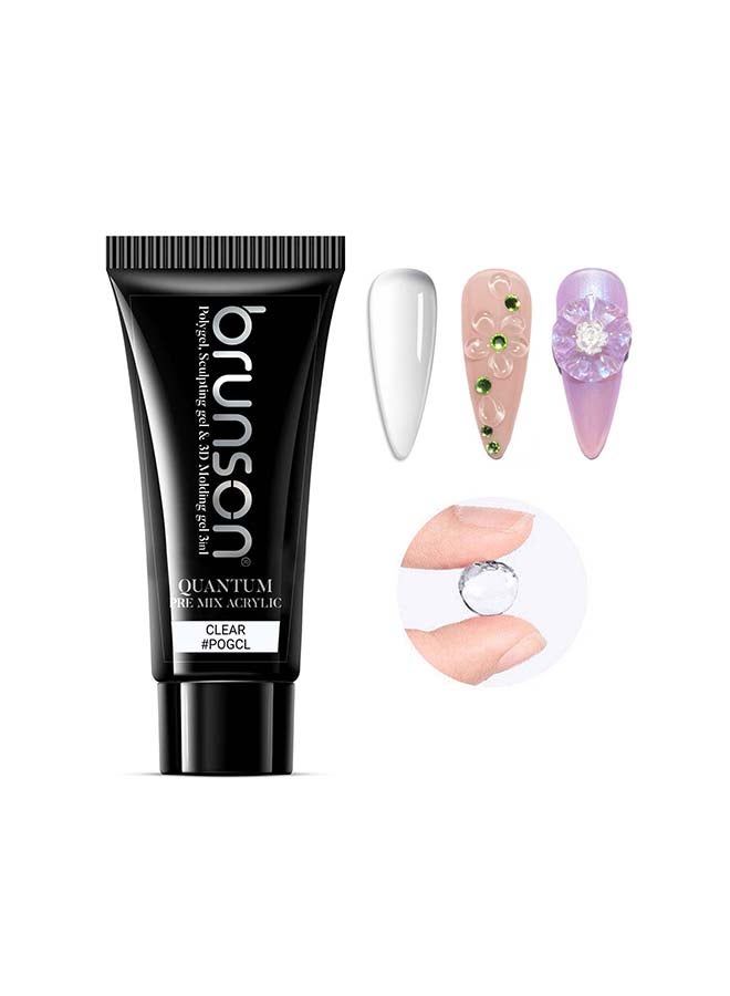 Quantum 3In1 Polygel: 60g Pre-Mix Acrylic Poly gel with Sculpting & 3D Molding, Soak-Off Gel for Nail Extensions, Durable Acrylic Nail & Builder Gel Nails, Hard Gel for Nail Extension, Manicure Nails