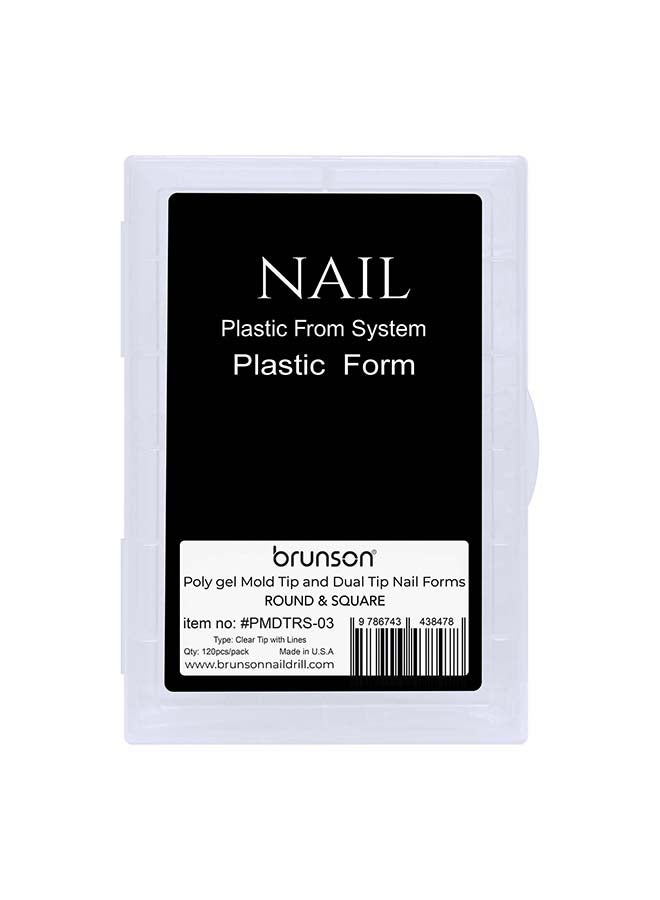 Poly Gel Mold Tip and Dual Tip Nail Forms Round And Square, Pack of 120 Per Pack, PMDTRS-03