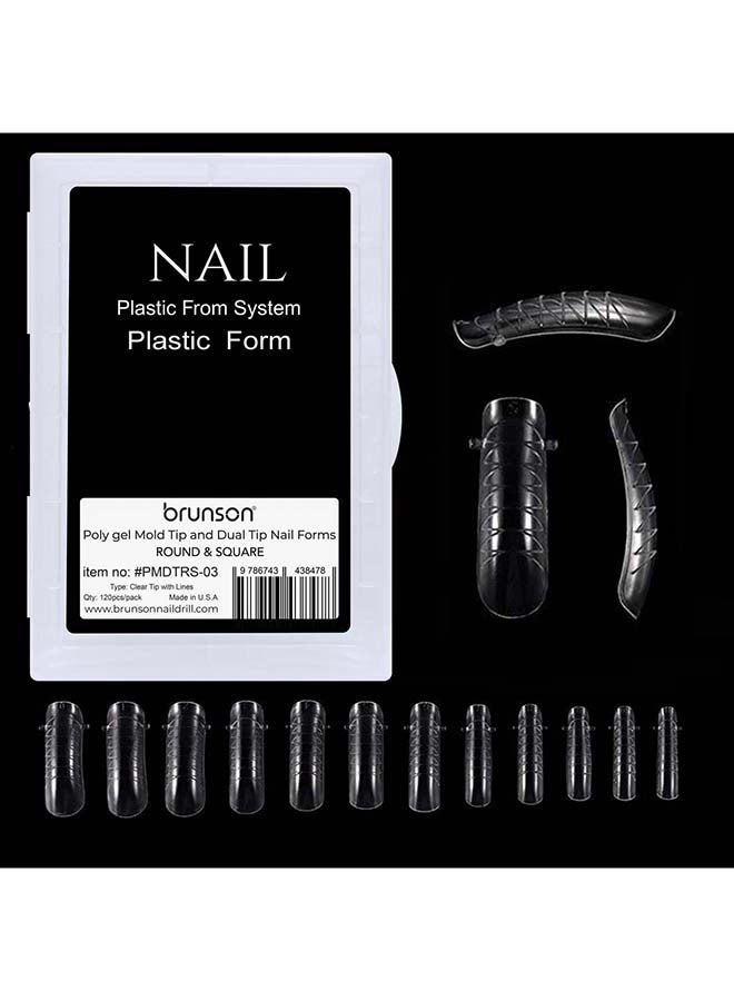 Poly Gel Mold Tip and Dual Tip Nail Forms Round And Square, Pack of 120 Per Pack, PMDTRS-03