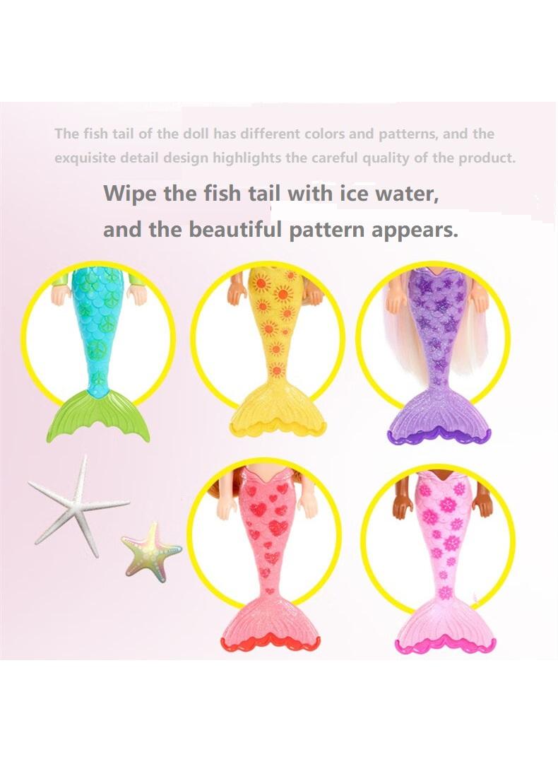 6 Surprises - Small Barbie Colour Reveal Doll With Water And Surprise Accessories Colorful Mermaid Collection