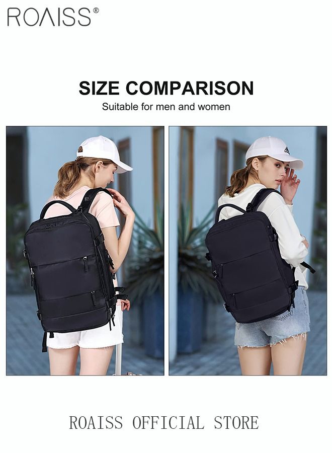 Travel Backpack for Men Women Carry On Backpack with USB Charging Port Shoe Compartment 15.6 Inch Laptop Backpack Flight Approved College School Bag Casual Daypack for Weekender Business Hiking