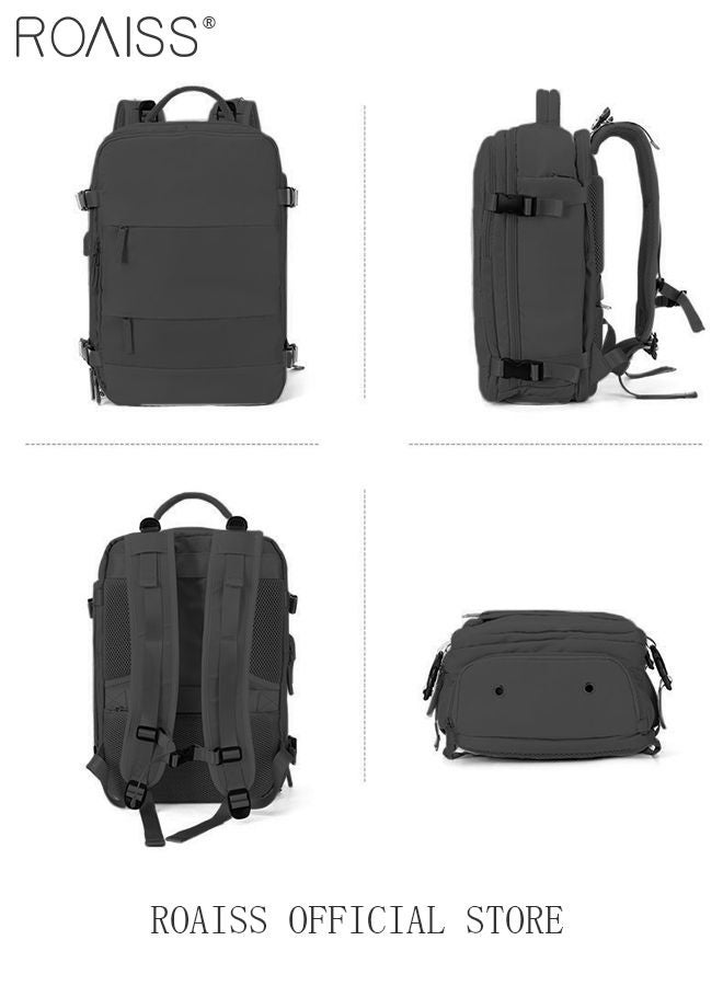 Travel Backpack for Men Women Carry On Backpack with USB Charging Port Shoe Compartment 15.6 Inch Laptop Backpack Flight Approved College School Bag Casual Daypack for Weekender Business Hiking