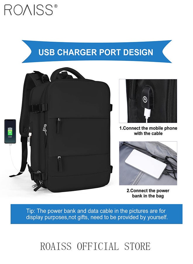 Travel Backpack for Men Women Carry On Backpack with USB Charging Port Shoe Compartment 15.6 Inch Laptop Backpack Flight Approved College School Bag Casual Daypack for Weekender Business Hiking