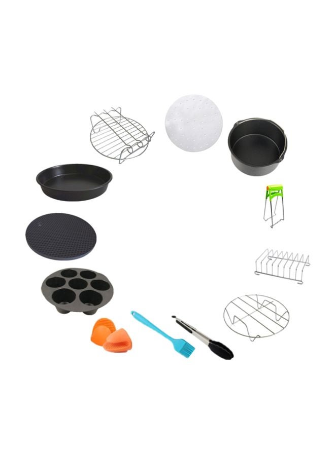 12-Piece Air Fryer Accessories Set Black/Silver