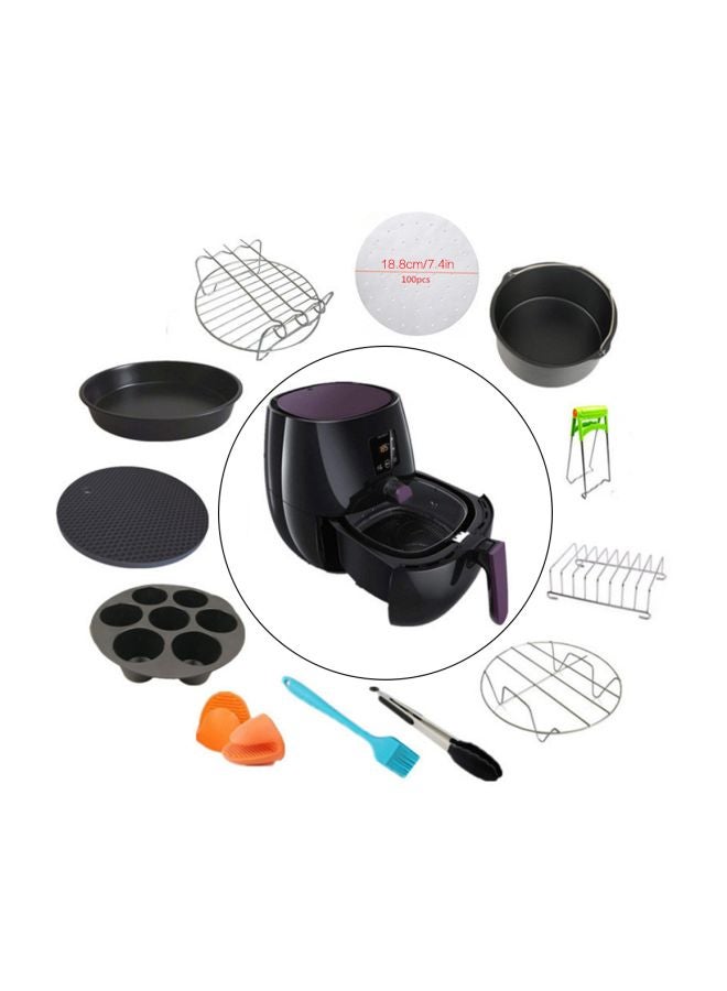 12-Piece Air Fryer Accessories Set Black/Silver