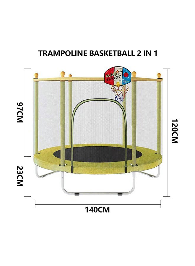 5.5FT Waterproof Breathable Full Enclosed Portable Jumping Trampoline 140x140x120cm