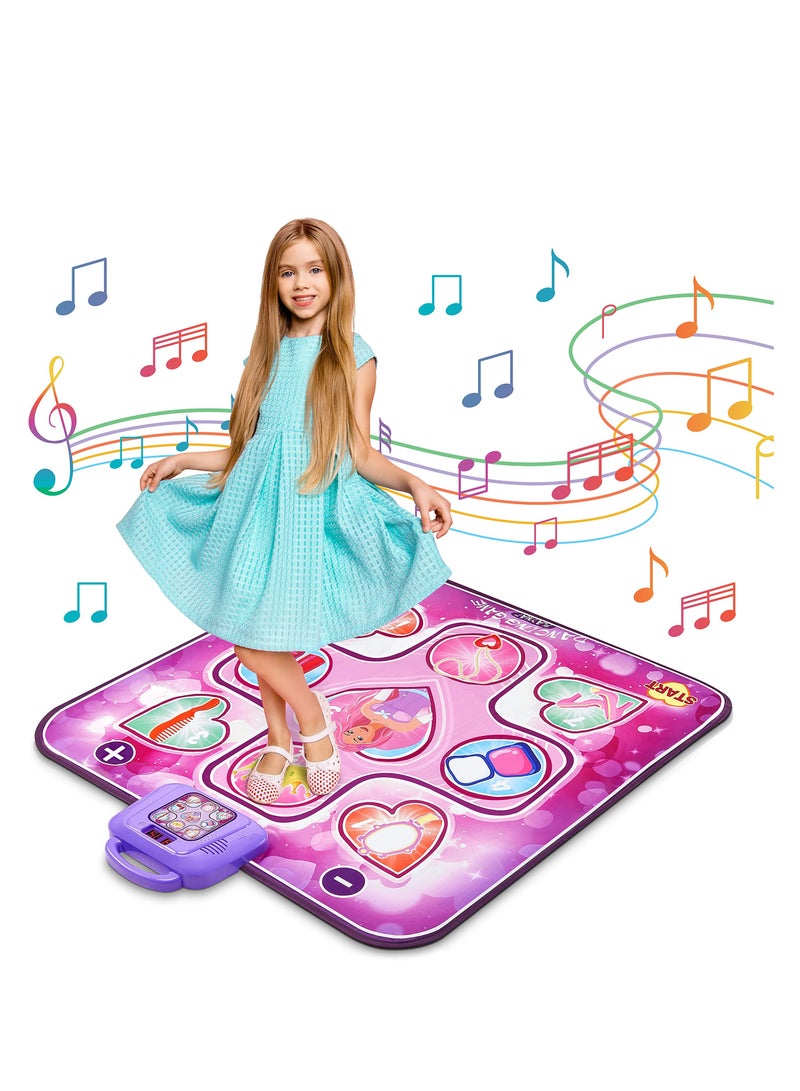 Dance Mat, Dance Pad Music Mat with LED Lights, Adjustable Volume, Built-in Music, Dance Game Gift for Kids Girls Boys (4-8 Years Old)