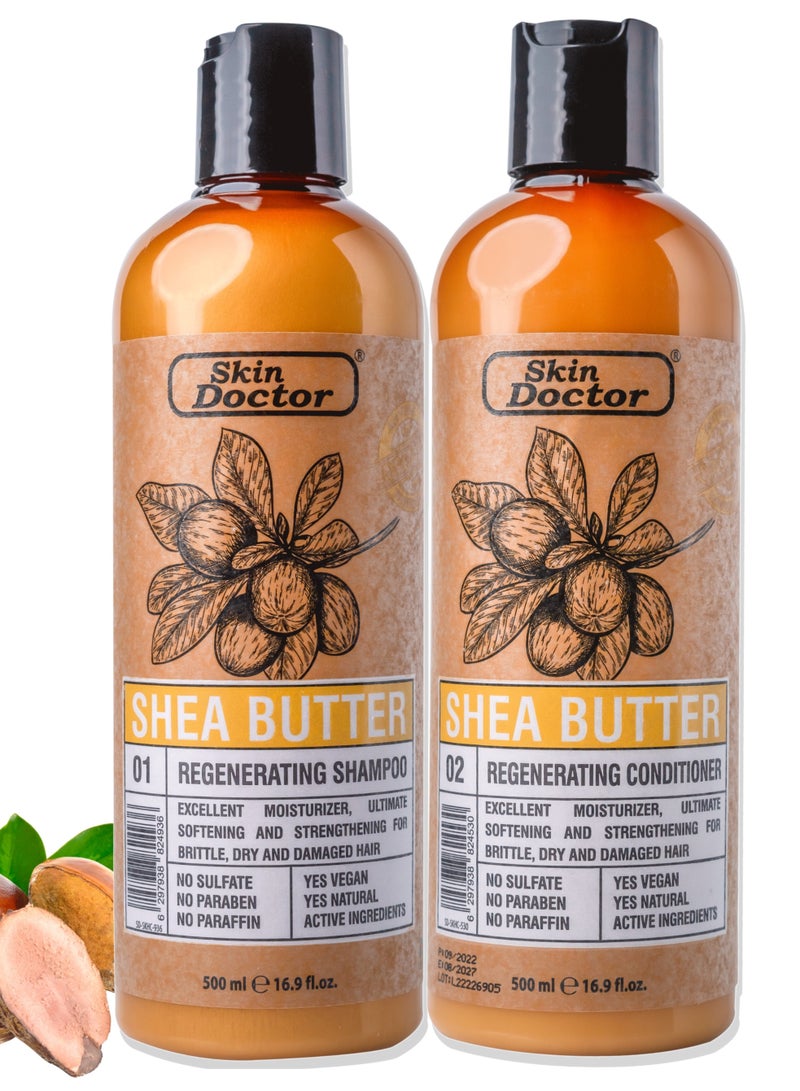 Shea Butter Regeneration Shampoo & conditioner  - sulfate-free & paraben-free  hair care - Reduced Breakage - Deep Hydration -  Suitable For All Hair Types - 500ml
