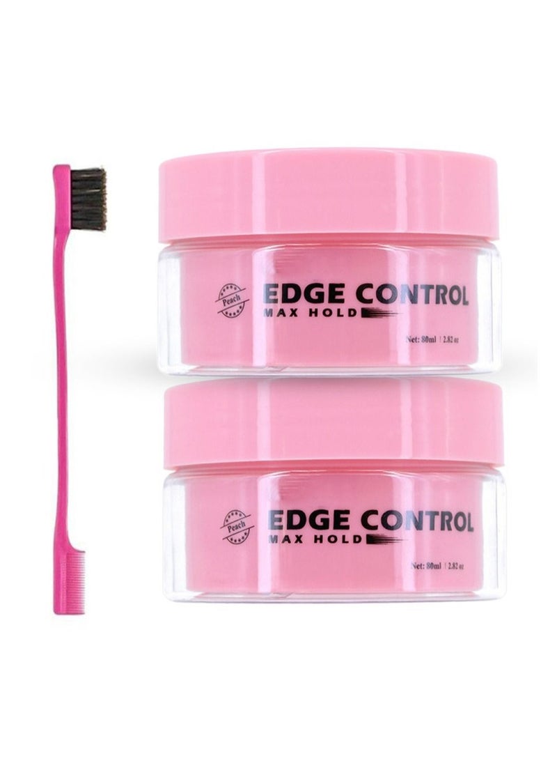 2 Pieces Advanced Edge Control Styling Wax 100% Pure Castor Oil Infused Frizz & Edges The Hair With No Flaking Strong 48 Hour Hold Styling Wax For Salon and Spa Use DIY Hair Styling At Home