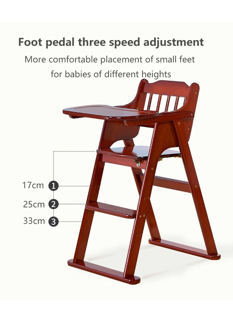 Wooden High Chair for Toddlers to Teens, Adjustable Dining Feeding Chair with Steps Grows with Child