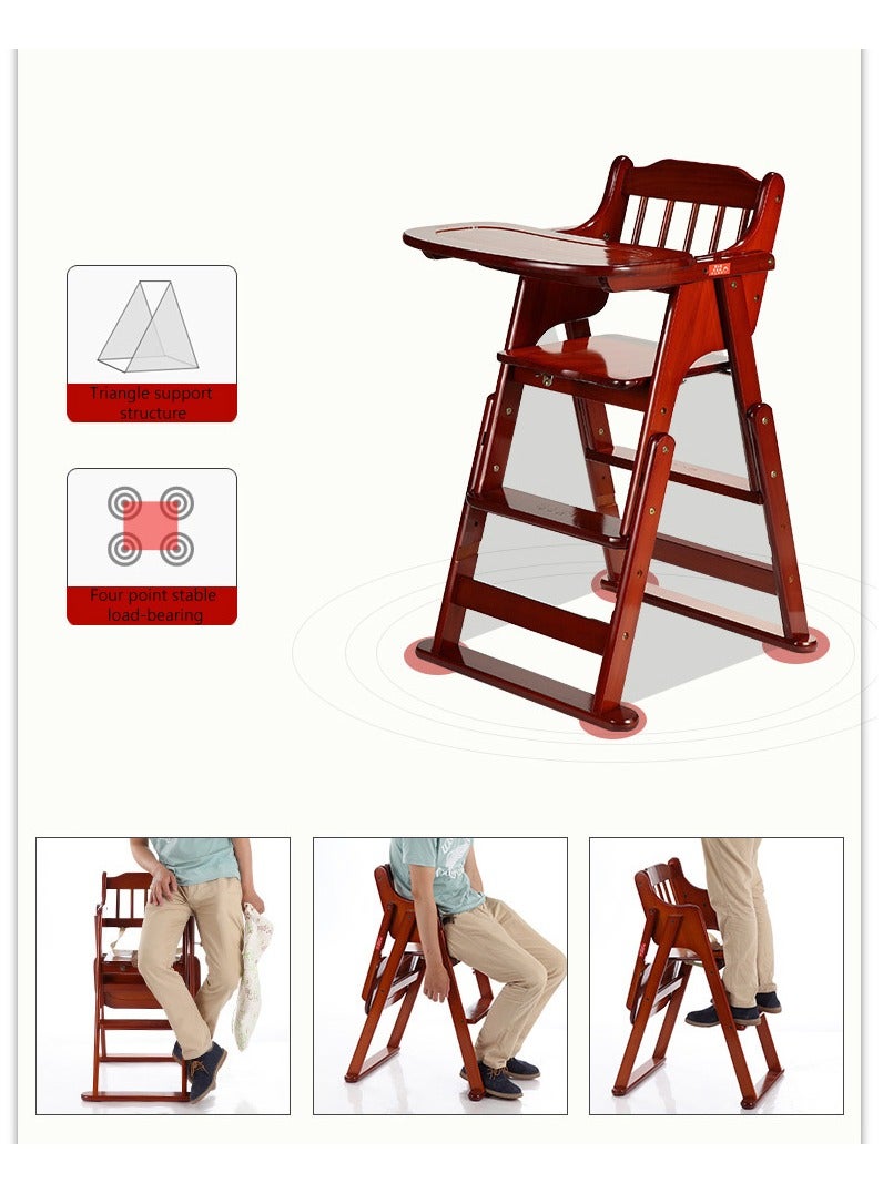 Wooden High Chair for Toddlers to Teens, Adjustable Dining Feeding Chair with Steps Grows with Child