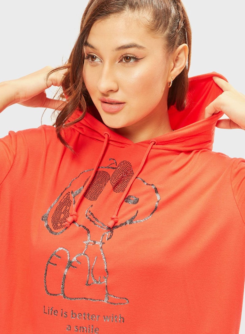 Snoopy Dog Printed Hoodie