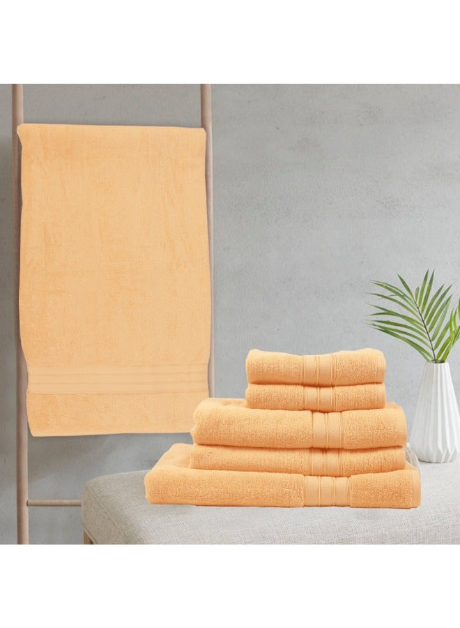 Home Trendy (Peach) Premium Cotton Bath Sheet (90 X 180 Cm-Set Of 2) Highly Absorbent, High Quality Bath Linen With Striped Dobby 550 Gsm
