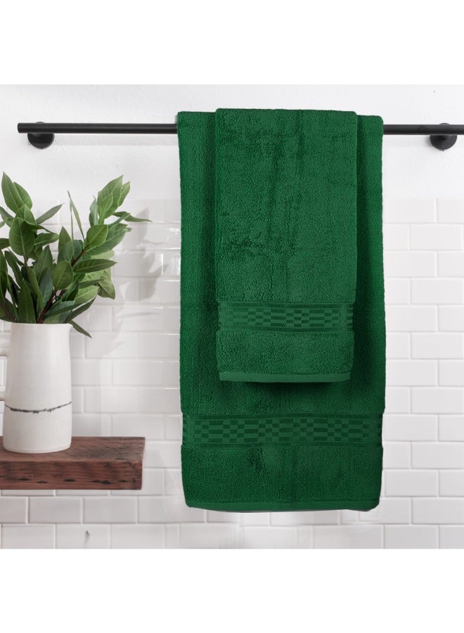 Home Ultra (Green) 2 Hand Towel (50 x 90 Cm) & 2 Bath Towel (70 x 140 Cm) Premium Cotton Highly Absorbent, High Quality Bath linen with Checkered Dobby 550 Gsm Set of 4