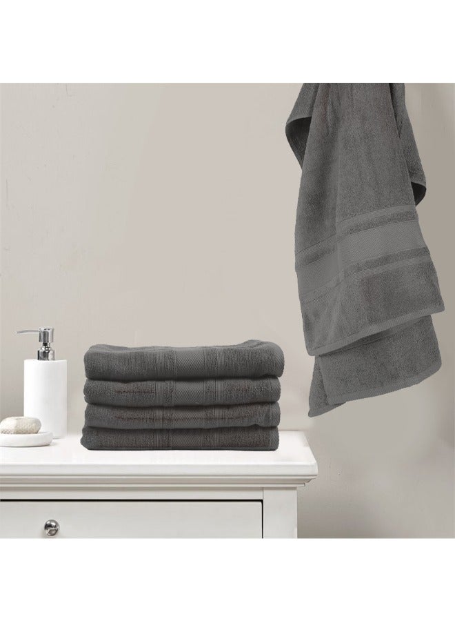 Home Castle (Grey) Premium Cotton Bath Towel (70 X 140 Cm-Set Of 2) Highly Absorbent, High Quality Bath Linen With Diamond Dobby 550 Gsm