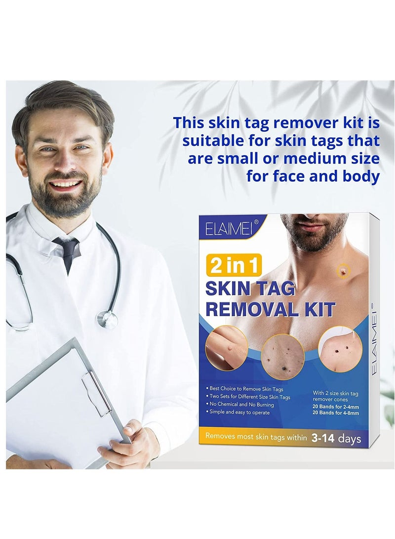 2 in 1 Skin Tag Remover Auto Skin Tag Removal Pen with 40 Micro and Regular Skin Tag Strips for Safe and Removal of Small Skin Tags