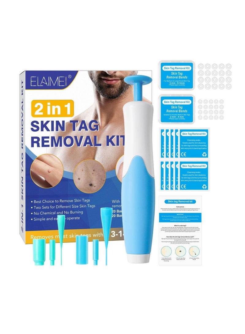 2 in 1 Skin Tag Remover Auto Skin Tag Removal Pen with 40 Micro and Regular Skin Tag Strips for Safe and Removal of Small Skin Tags