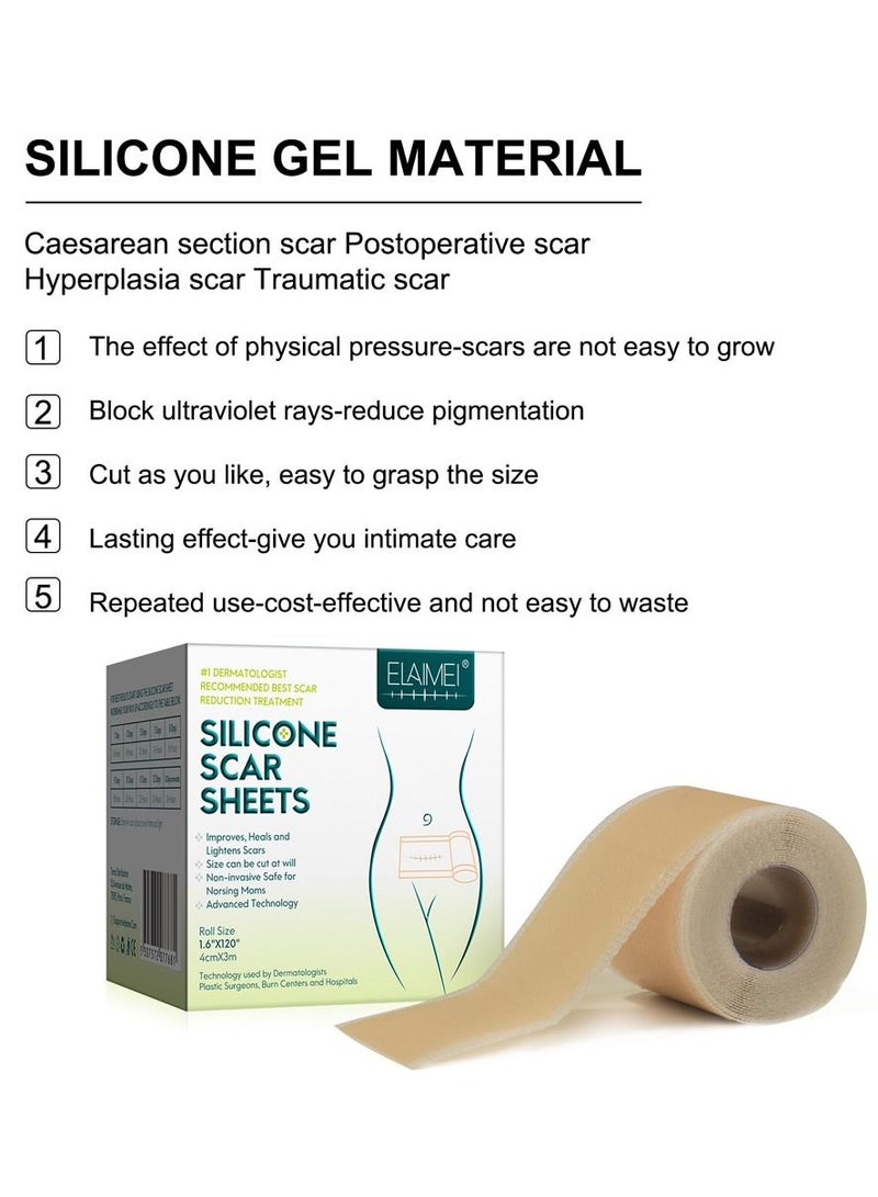 Advanced Silicone Scar Sheets Roll (3m) Silicone Tape Roll Removal Scar Patches Also Reusable With Great Adhesion