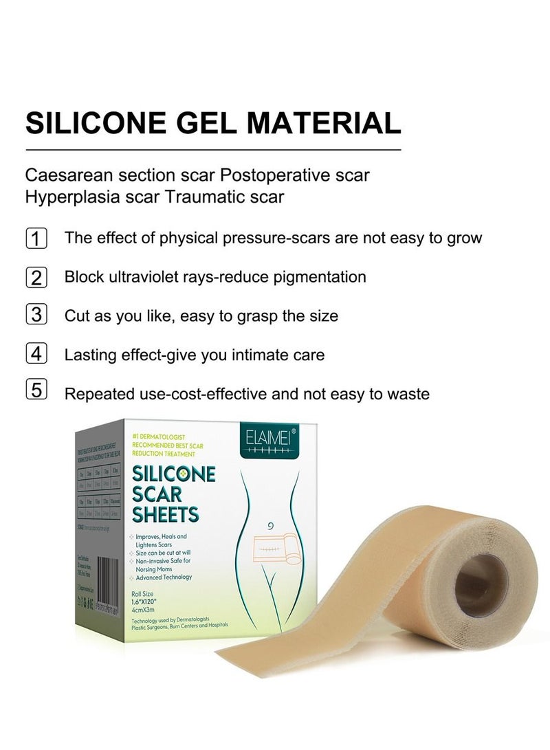 Silicone Scar Sheets Roll (3m) Silicone Tape Roll Removal Scar Patches Also Reusable With Great Adhesion