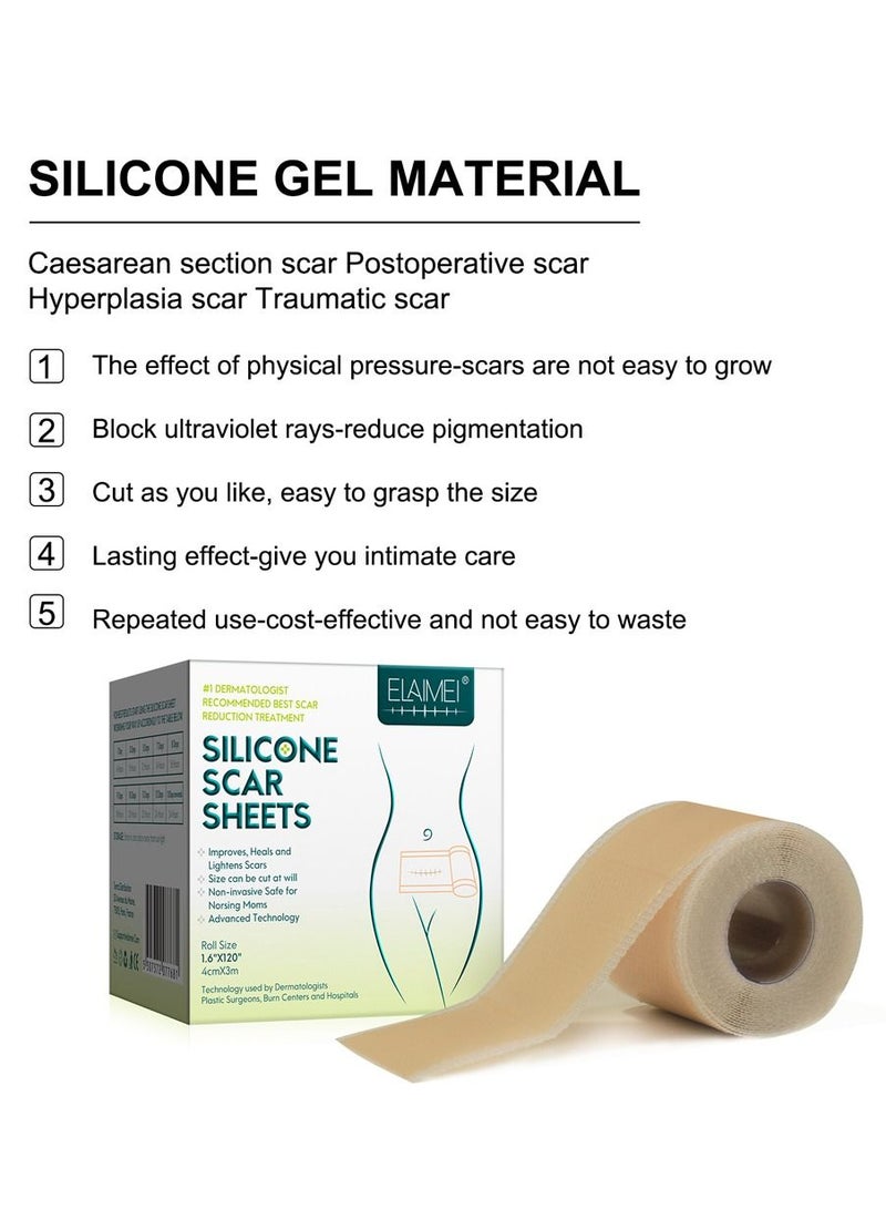 Silicone Scar Sheets Roll Silicone Tape Roll Removal Scar Patches Also Reusable With Great Adhesion (3m)