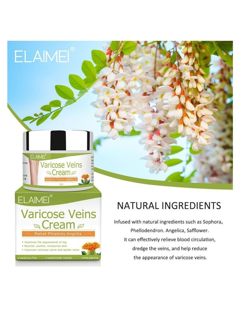 2 Pieces of Varicose Veins Repair Cream Relief Phlebitis Angiitis 100% Natural Ingredients Added Eliminate The Appearance Of Varicose Veins Anti-Inflammation Treatment Cream For All Gender 50g