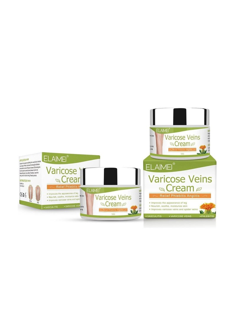 2 Pieces of Varicose Veins Repair Cream Relief Phlebitis Angiitis 100% Natural Ingredients Added Eliminate The Appearance Of Varicose Veins Anti-Inflammation Treatment Cream For All Gender 50g