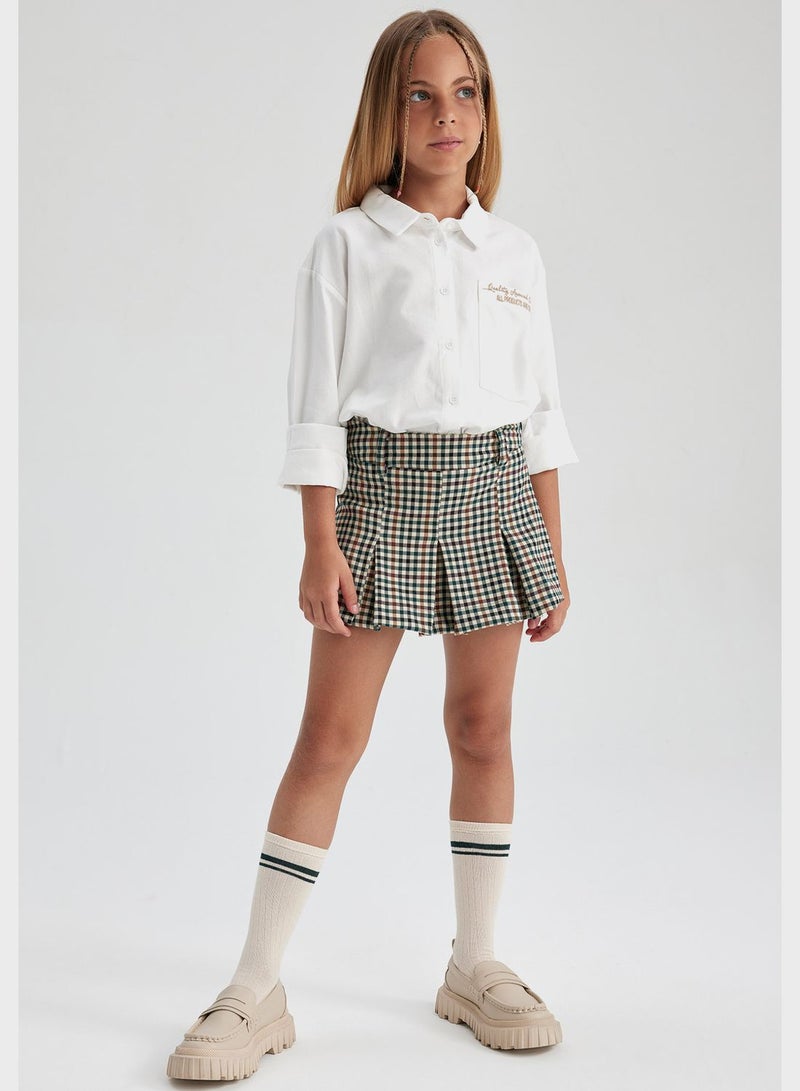 Kids Checks Woven Midi Skirt