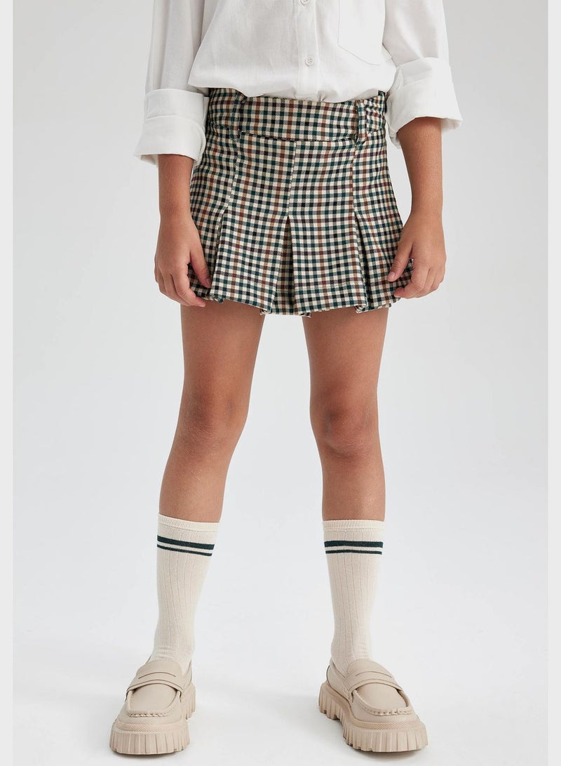 Kids Checks Woven Midi Skirt