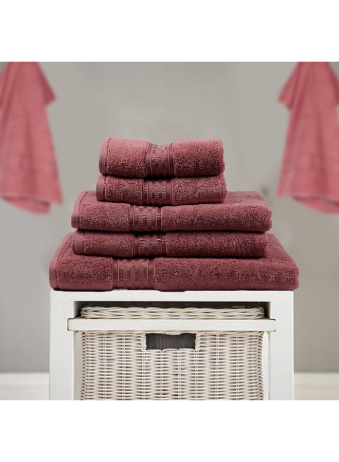 Home Ultra (Burgundy) Premium Cotton Bath Towel (70 X 140 Cm-Set Of 2) Highly Absorbent, High Quality Bath Linen With Checkered Dobby 550 Gsm