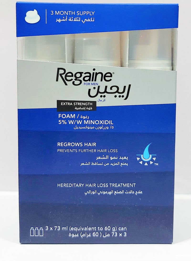 3-Piece Minoxidil Hair Regrowth Treatment Foam Set 3x73ml