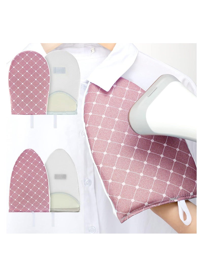 2 Pieces Gloves for Steamer Garment Ironing Waterproof Anti Steam Mitt with Finger Loop Heat Resistant Board Clothes Steamers Protective Holder (Pink, Plaid)