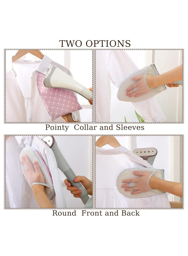 2 Pieces Gloves for Steamer Garment Ironing Waterproof Anti Steam Mitt with Finger Loop Heat Resistant Board Clothes Steamers Protective Holder (Pink, Plaid)