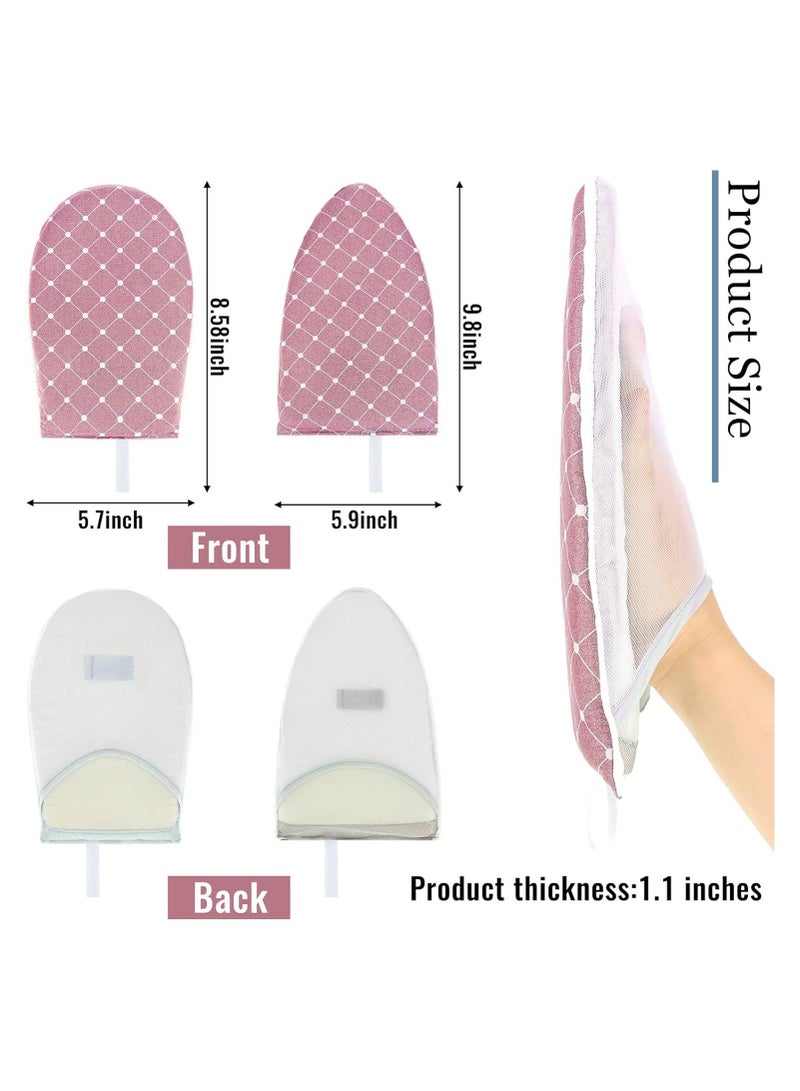 2 Pieces Gloves for Steamer Garment Ironing Waterproof Anti Steam Mitt with Finger Loop Heat Resistant Board Clothes Steamers Protective Holder (Pink, Plaid)