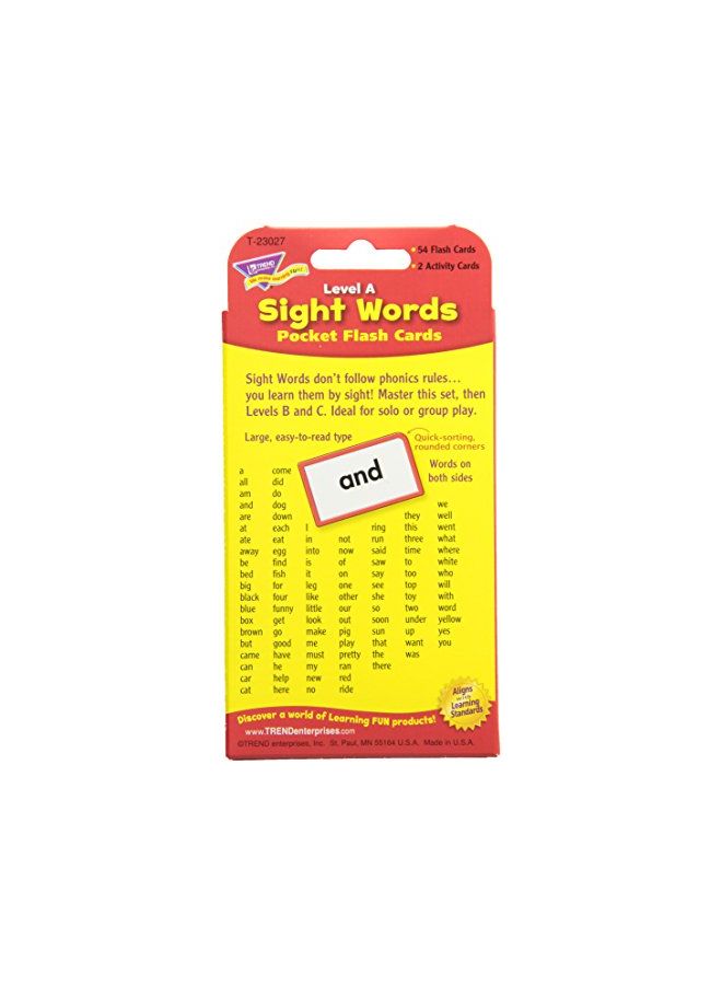 Sight Words Level A Pocket Flash Cards