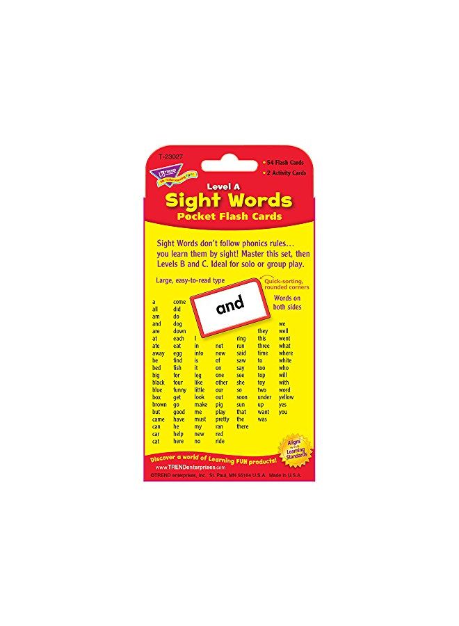 Sight Words Level A Pocket Flash Cards