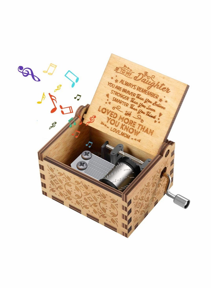 Baby Toddler Toys Music Sound, Wooden Engraved Vintage Hand Cranked Music Boxes Present