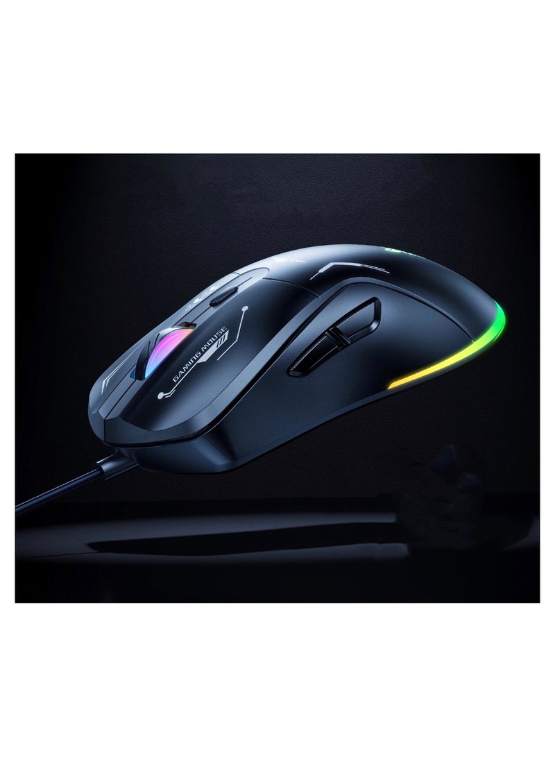 5 In 1 RGB Magic Light Effect Wired Keyboard Mouse Headset Mousepad and Headphones Stand 5 Pieces Value Combo Set For PC Gamer