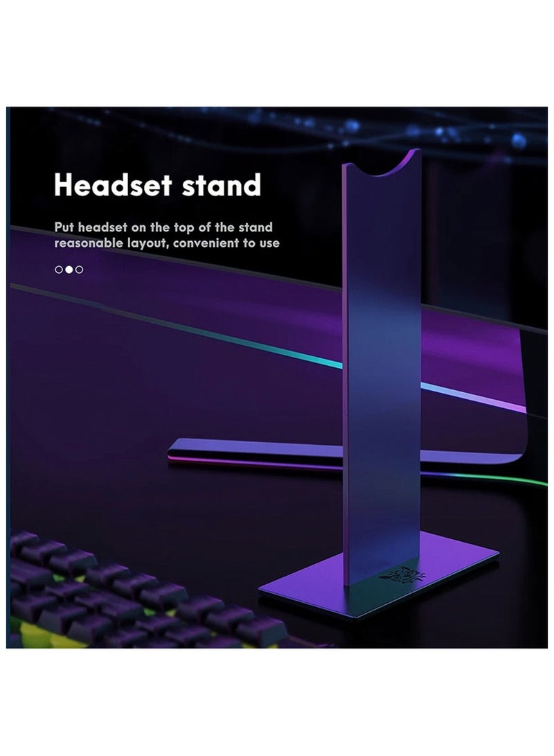 5 In 1 RGB Magic Light Effect Wired Keyboard Mouse Headset Mousepad and Headphones Stand 5 Pieces Value Combo Set For PC Gamer